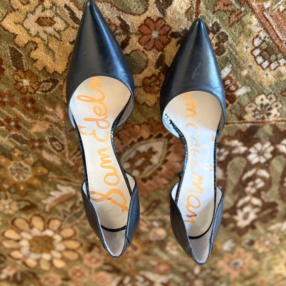 Sam Edelman Delilah Black Leather Heels Pumps Pointed - Picture 3 of 6